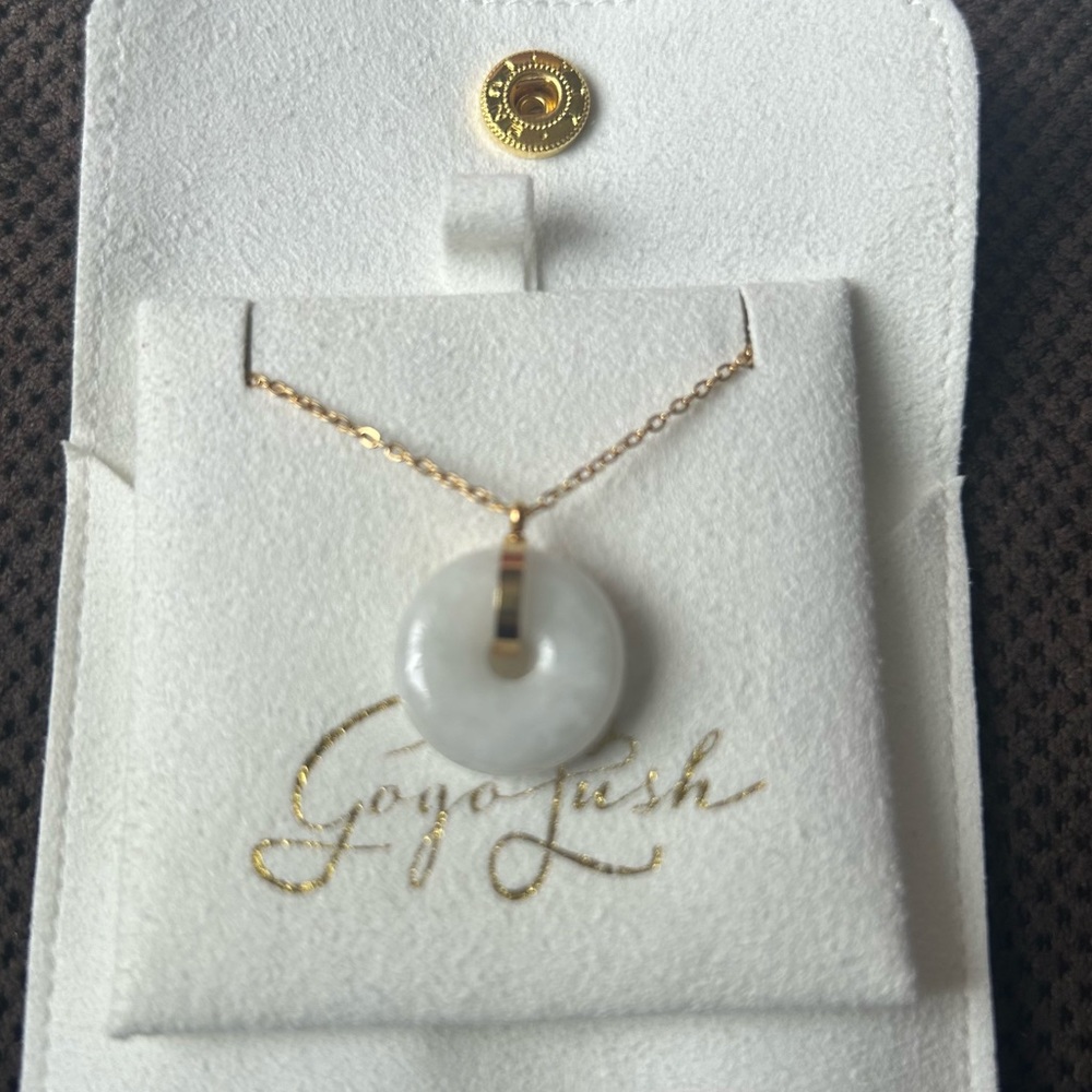 White Jade Pendant with gold necklace